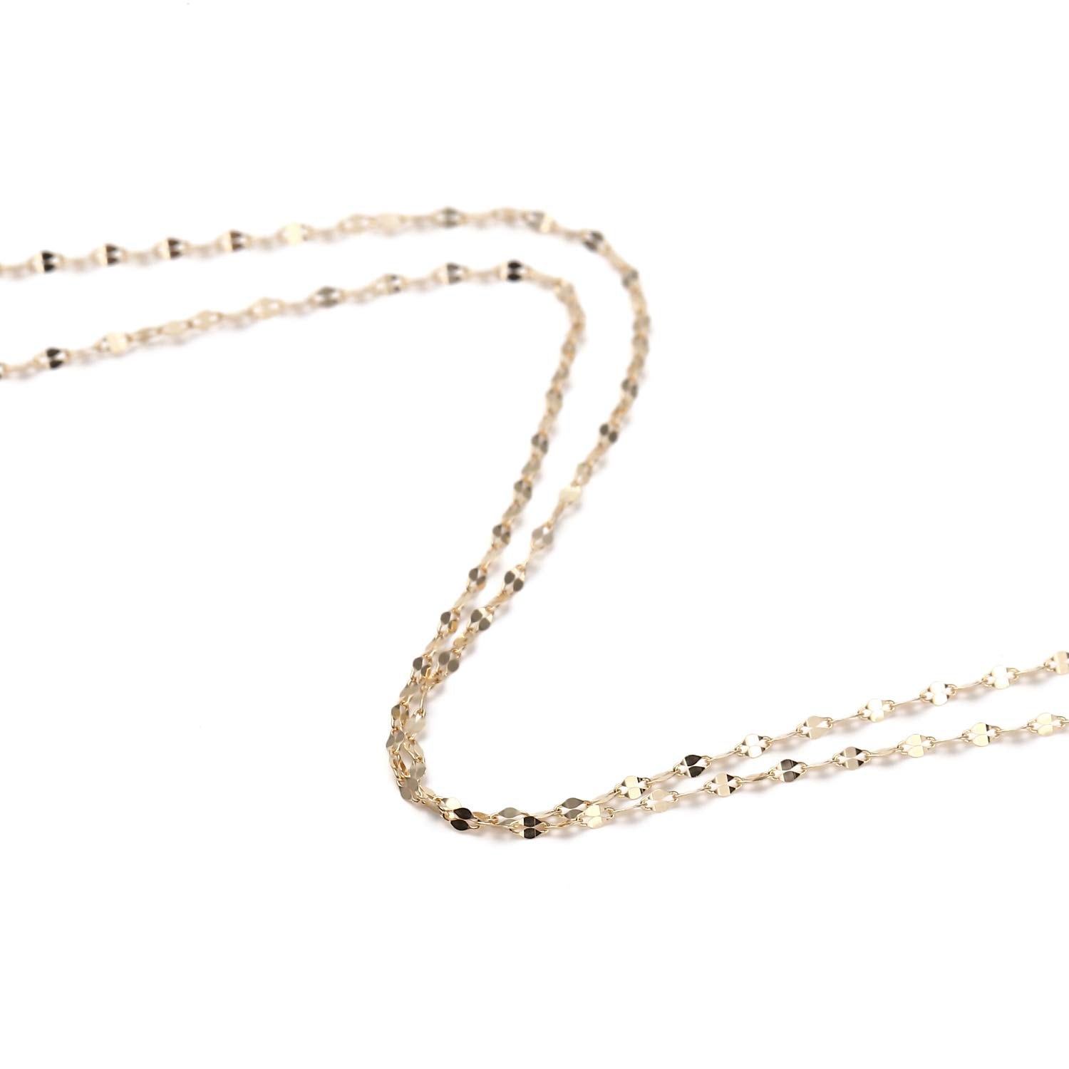 [ハッピーグッツショップ] 18金 ネックレス ペタル チェーン 40cm 幅1.2mm ゴールド 18k K18