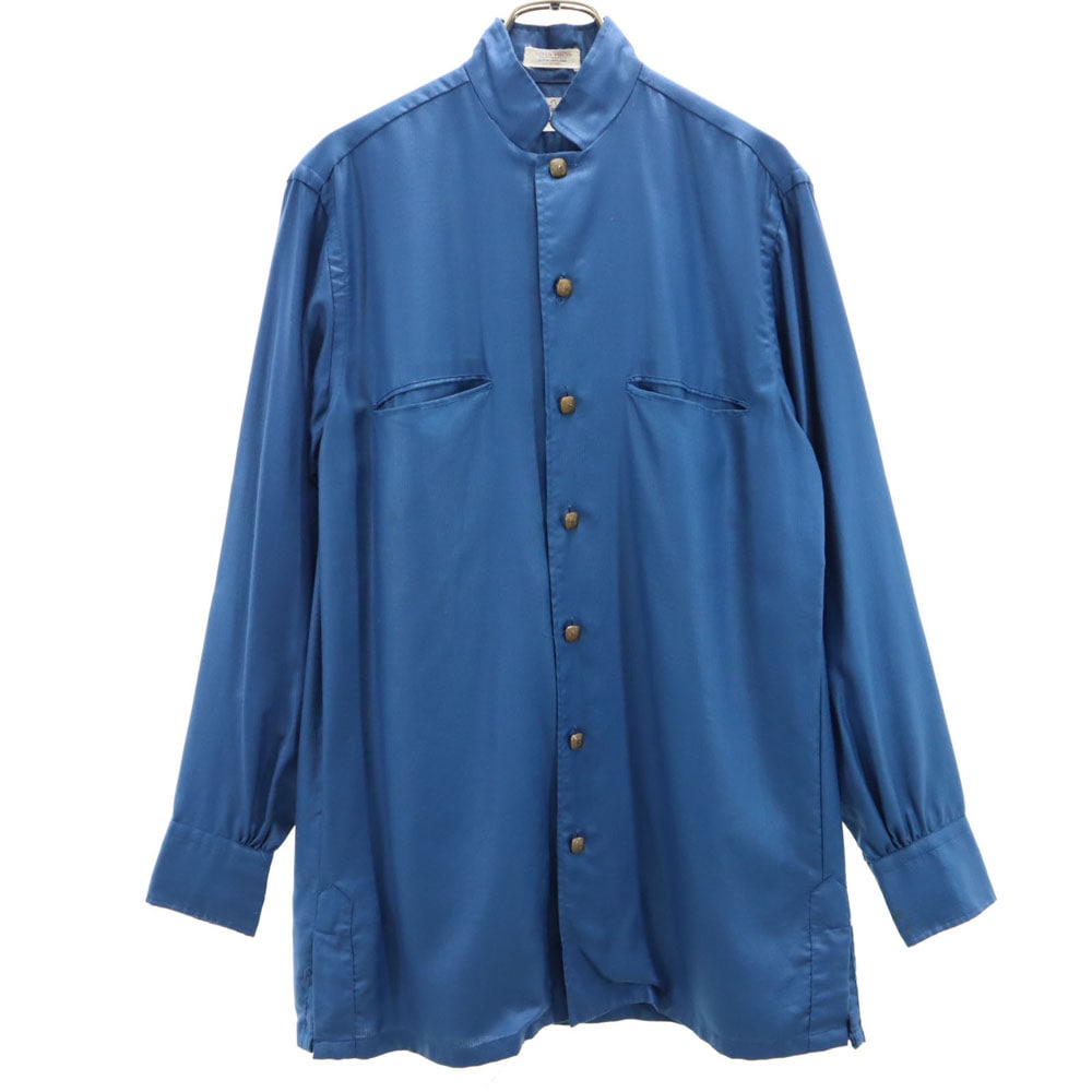 ドネガル 袋ポケット 長袖 スタンドカラー シャツ S 青紺 Donegal メンズ