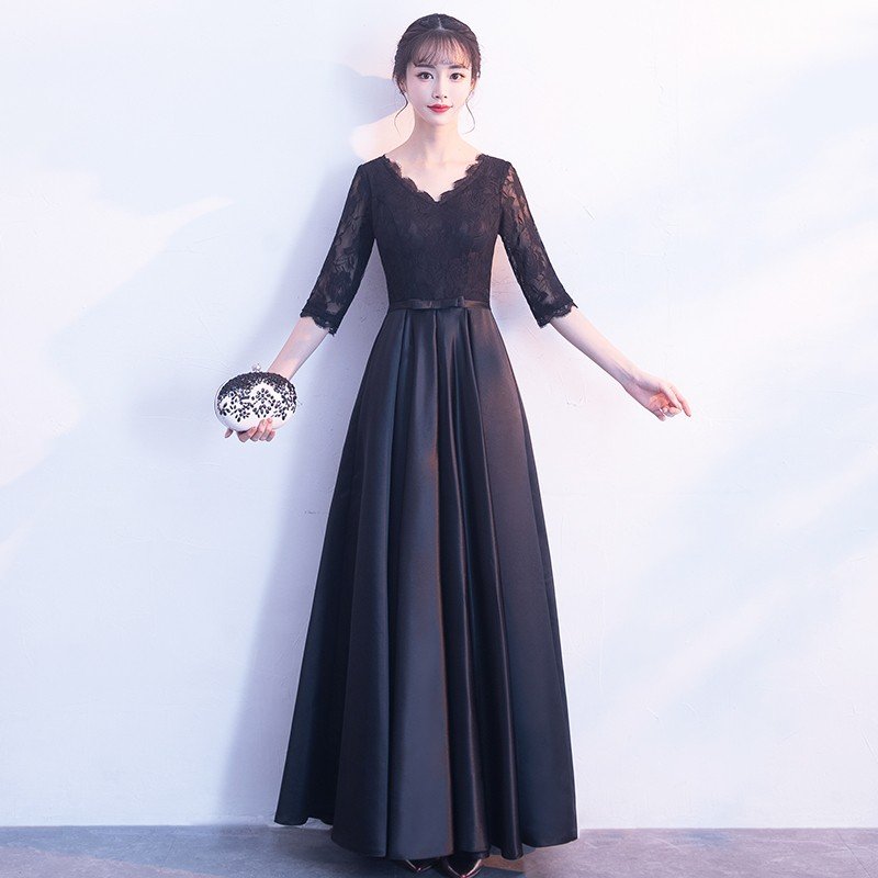 ロングドレス 演奏会 カラードレス 安い 黒 花嫁 イブニングドレス 結婚式 フォーマルドレス 二次