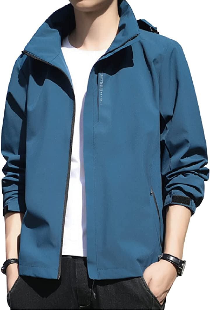 スリージョイ ウィンドブレーカー レディース メンズ 男女兼用 ユニセックス アウトドアジャケット マウンテンパーカー フード付( ブルー（男性）, M)