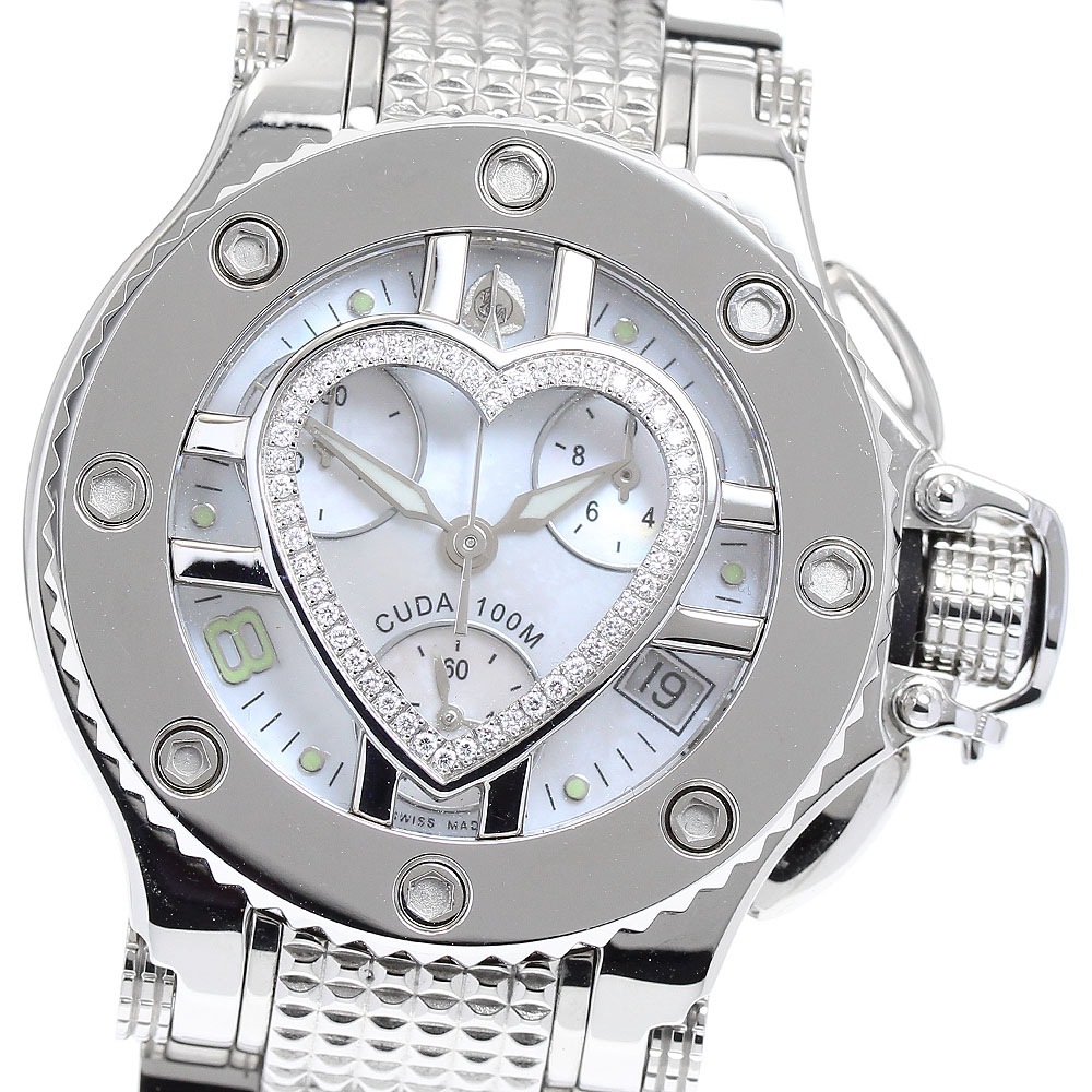 アクアノウティック AQUANAUTIC P6051N02C03 プリンセスクーダ ダイヤベゼル クロノグラフ クォーツ レディース 美品 保証書付き_898128【中古】