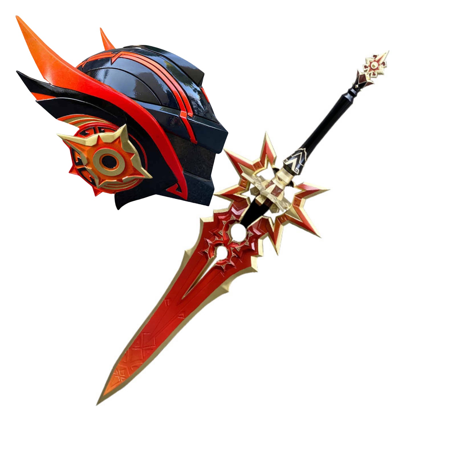 【Azuiblc】原神 両手剣 千烈の日輪 マーヴィカ 110CM 炎神 武器 ヘルメット　 PU製 剣 刀 武器 コスプレ道具　道具 コスプレグッズ コレクション グッズ コスプ