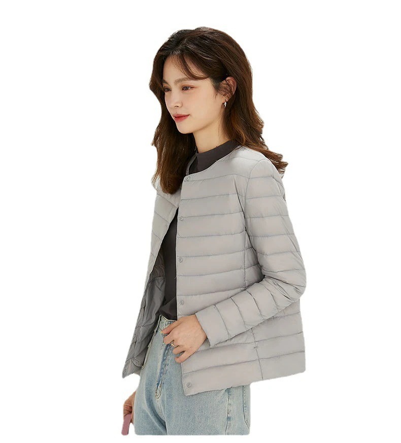 入庫ダウンジャケットレディースインナーダウンノーカラーライトダウン超軽量ダウンライトアウター防寒