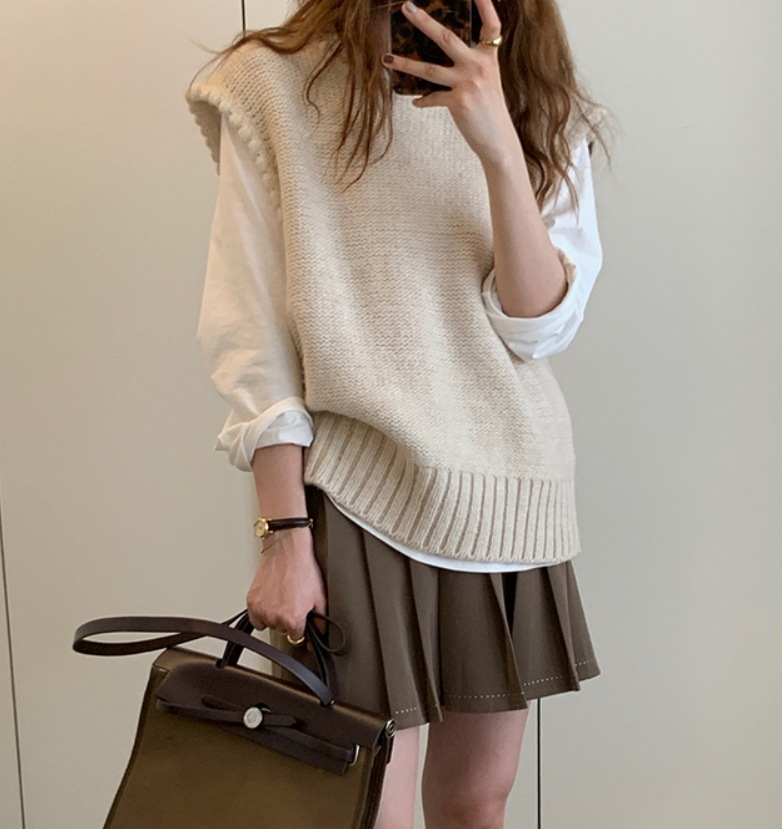 トップス デート ニット ベスト ノースリーブ Uネック レイヤード 可愛い きれいめ 上品 おしゃれ かっこいい 可愛い ラブリー キュート ガーリー クール モード系 セクシー エレガント