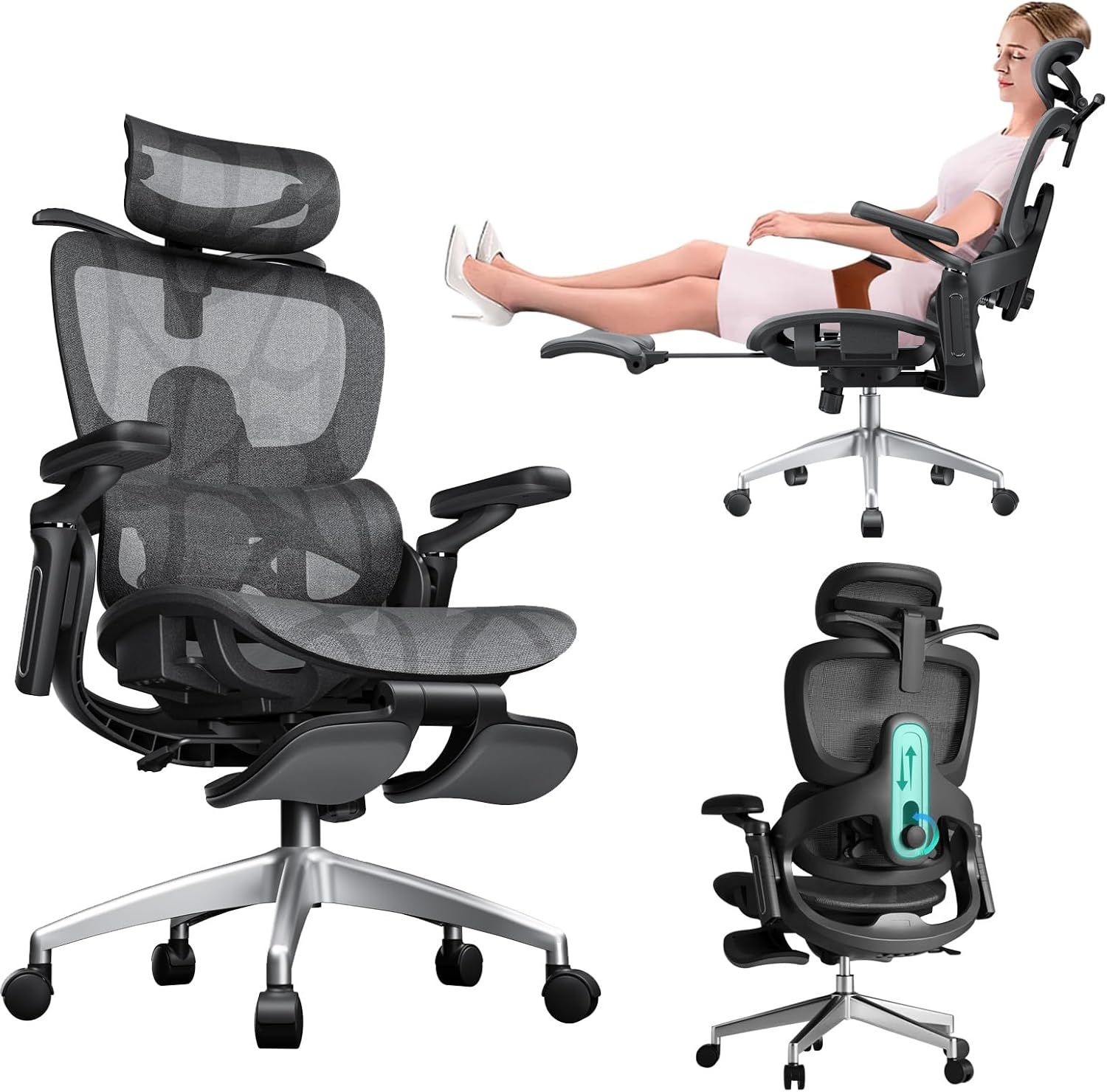 デスクチェア 人間工学 オフィスチェア  テレワーク 疲れない椅子  （黒） Amazon.co.jp: ComHoma デスクチェア オフィスチェア 椅子