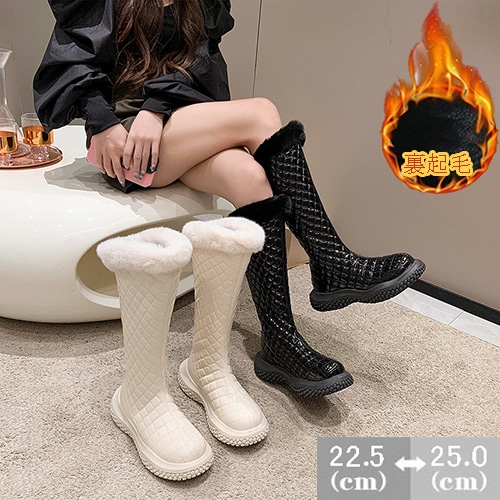 ロングブーツ レディース ムートンブーツ 裏起毛 厚底 美脚 ブーツ スノーブーツ ロング丈 秋 冬 裏ボア 防寒ブーツ ボアブーツ ミドルブーツ ファー 大きいサイズ 防滑 防水 滑りにくい 歩きや