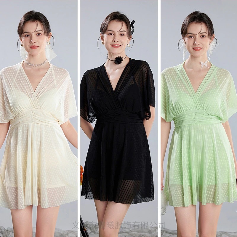 可愛いビキニ 気沸騰水着 ワンピース水着女性のスカート鋼のサポート小さな胸は薄い保守的な温泉水着の韓国語版を集めた