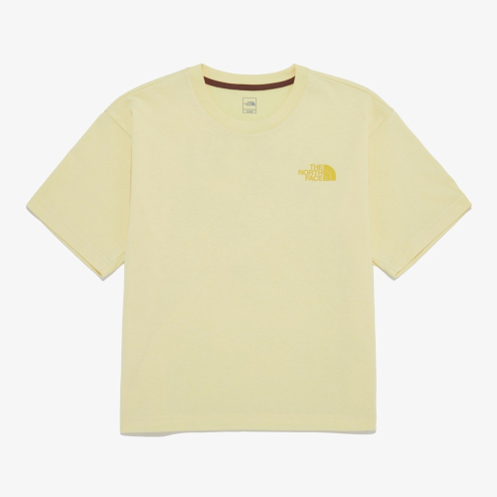 ザ・ノース・フェイス NT7UR42C レディース TNF ハングル半袖ラウンド Tシャツ_ライトイエロー