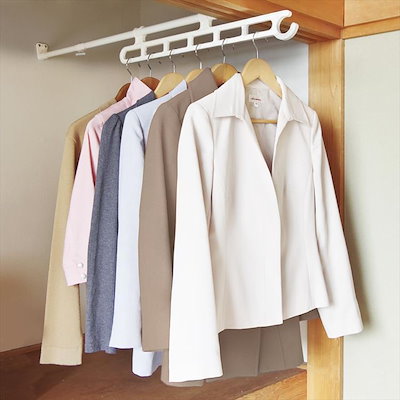 他サイト： アイリスオーヤマ ハンガー スライド 押入れ 奥行65~110cm ホワイト RH-65の商品画像