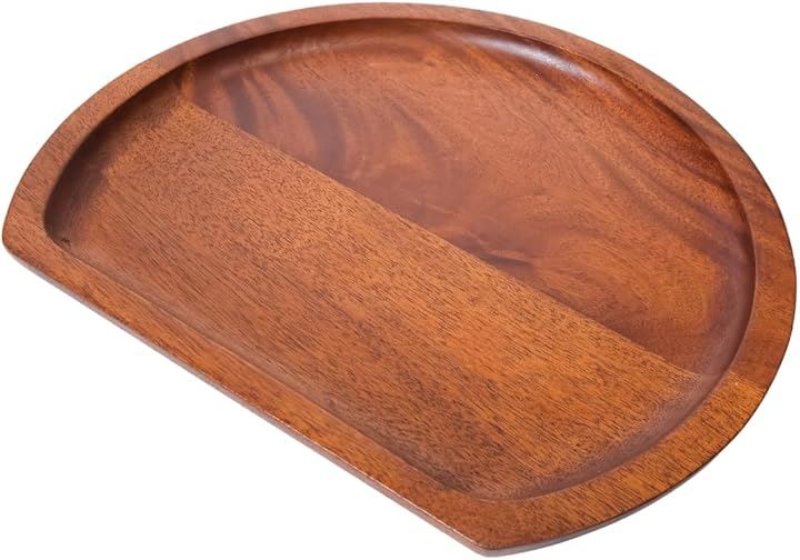 徳成 お盆 トレー 木製漆塗り/半月型 33.5x28.5cm上品な和モダンお盆 TBN-101(茶色(うるし色), 長さ33.5cm x 幅28.5cm x 高さ2cm)