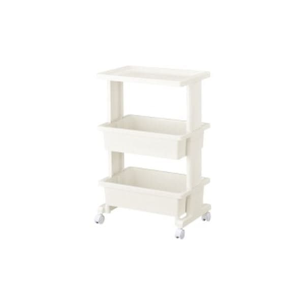 （まとめ）JEJアステージ リセ テーブルワゴン3段[x3セット]組立品