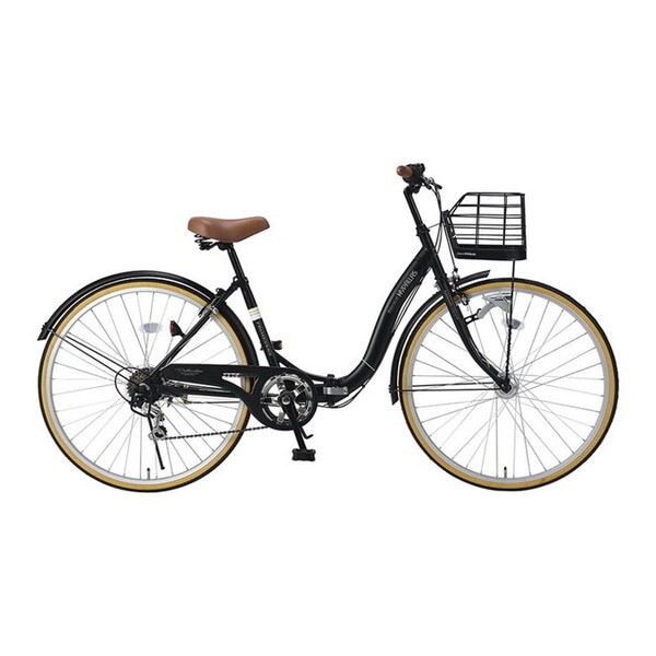 MC509 PRIMEVERE-BK マットブラック [折畳シティサイクル (26インチ6段ギア) LEDオートライト] メーカー直送