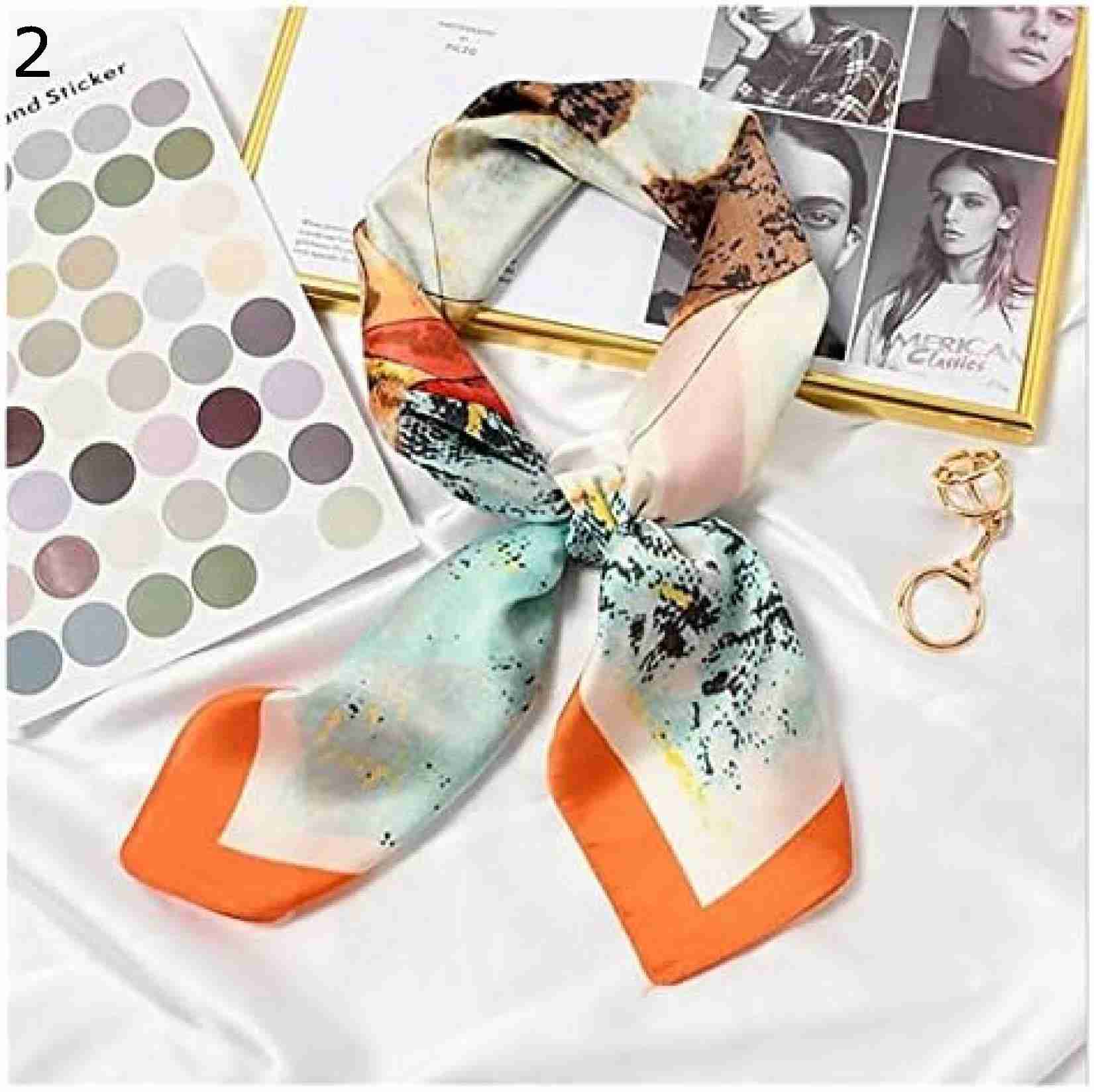 【20%OFFクーポン～】新しい70x70cm女性多機能ポリエステルスカーフ素敵な犬はサテン小さなスクエアラップスカーフショール動物ショール (Color : 2 Size : 70x70cm) 5,139円