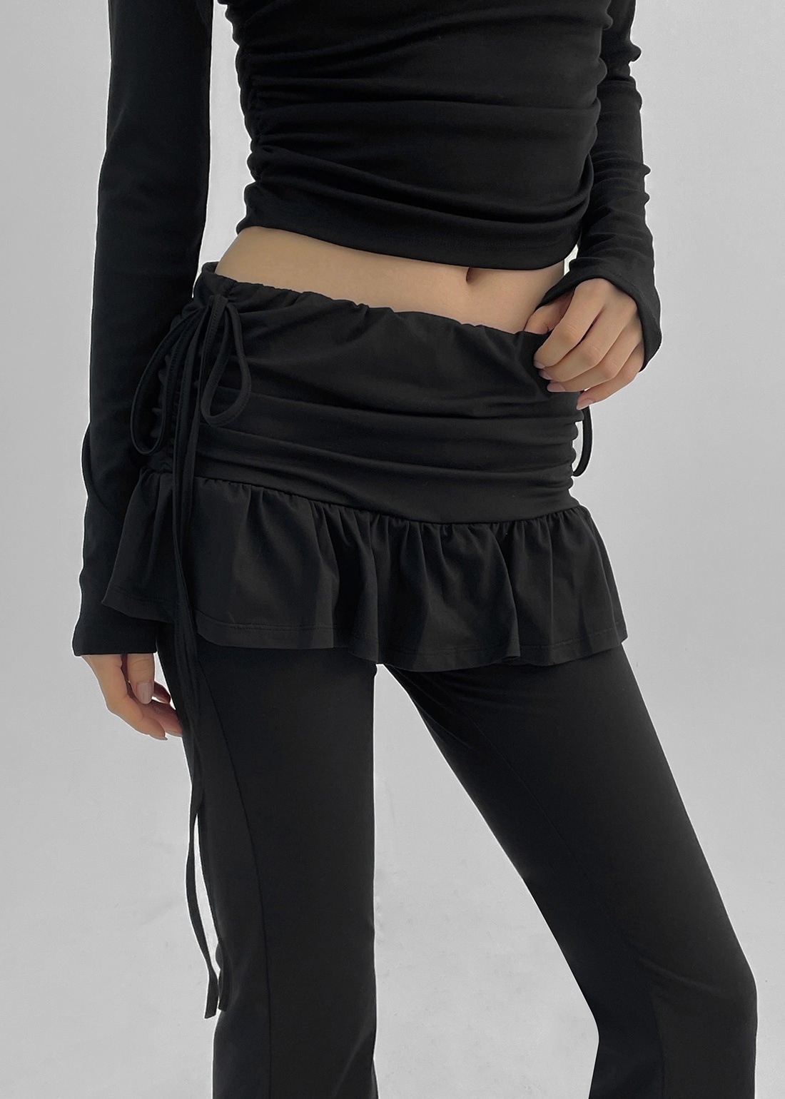 アレミーブーツカットレイヤードスカートパンツ