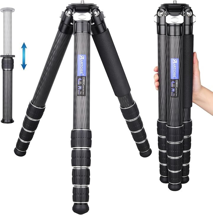 40mm 管経コンパクト トラベルカーボン三脚 5段 ナットロック式 CNC 軽量 カーボンファイバー カメラビデオ三脚 DSLR/一眼レフ/デジタルに適用 耐荷重40キロ
