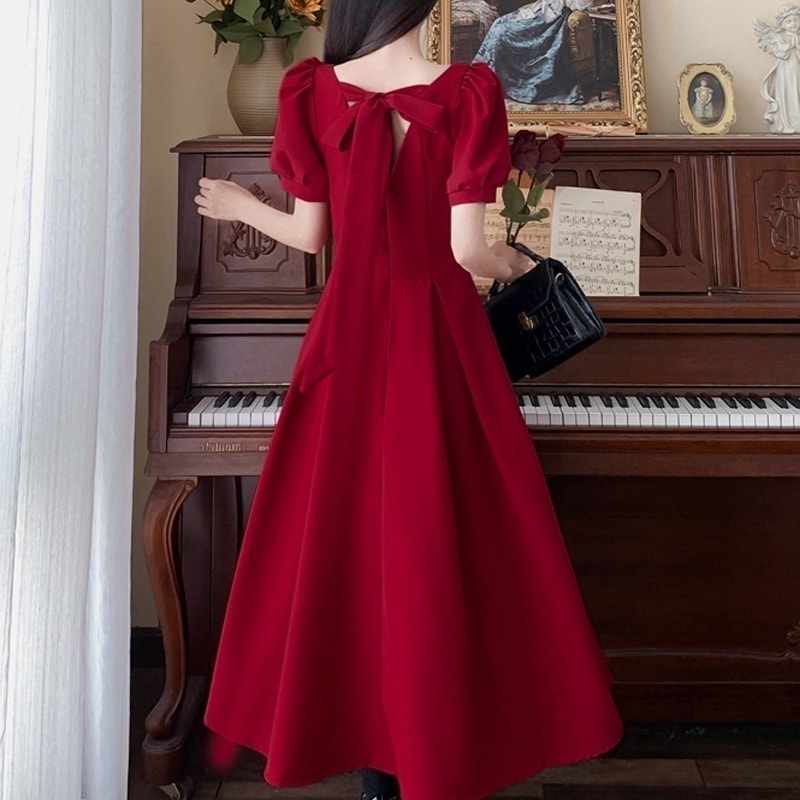 大きいサイズのトーストドレス 赤いウェディングドレス ロングスカート レディース 婚約 ホームカジュアルドレス 普段着にも使える 母の日 母の日-0008761