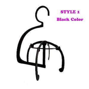 ポータブルプラスチックウィッグスタンドウィッグヘッドスタンドブラックとピンクのハングホルダー耐久性のあるヘアディスプレイツールウィッグアクセサ 1pcs black style1