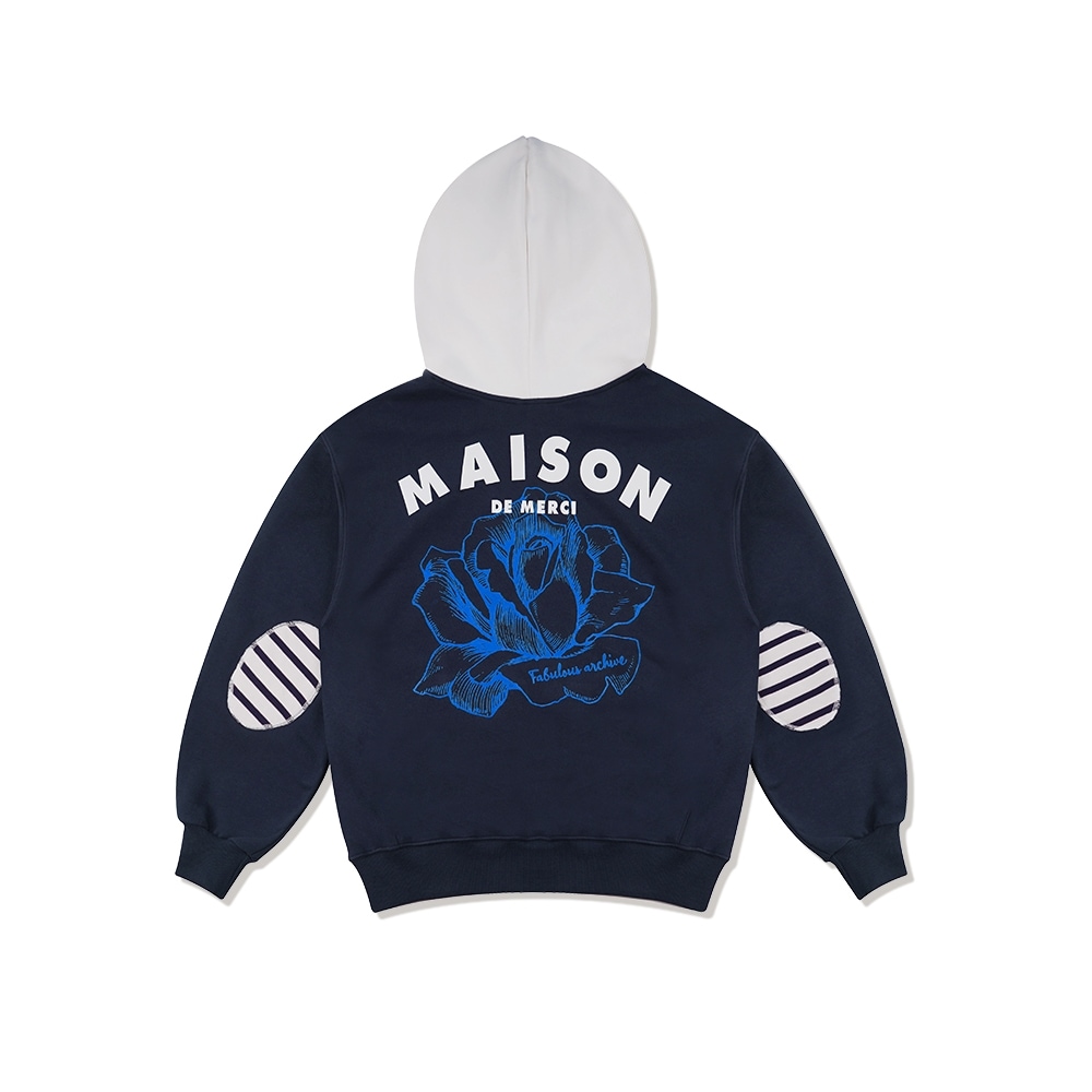 ファビュラスアーカイブユニセックスヘビーウェイト 2トーンミックスエルボーパッチパーカーネイビー (FCC3TS471M)