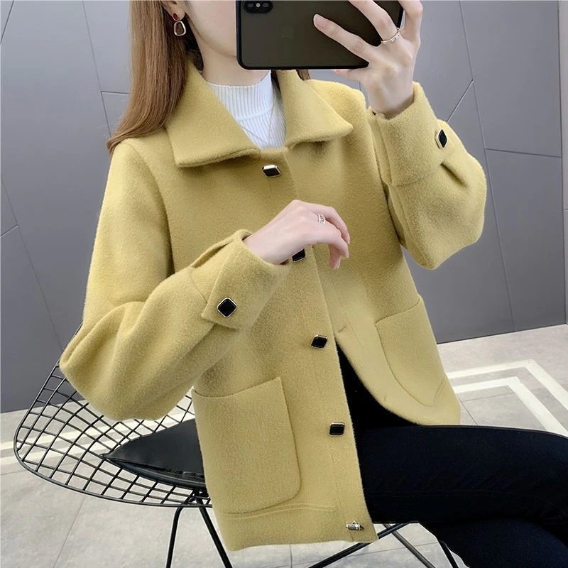 人気沸騰柄追加チェスターコートレディースコートシングルラシャアウター無地韓国風カジュアル秋冬ゆったり厚保温ファション