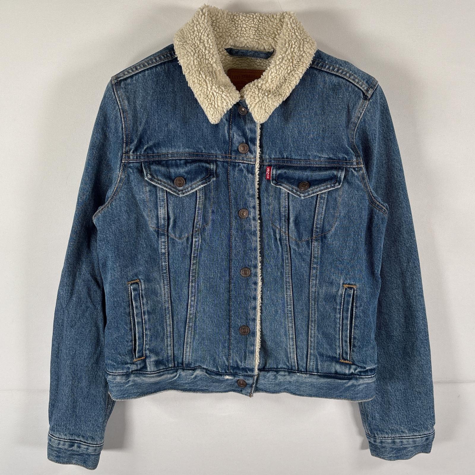 古着 デニムジャケット スナップボタン 裏地ボア ブルーデニム ジージャン Gジャン S ブルー系 レディース