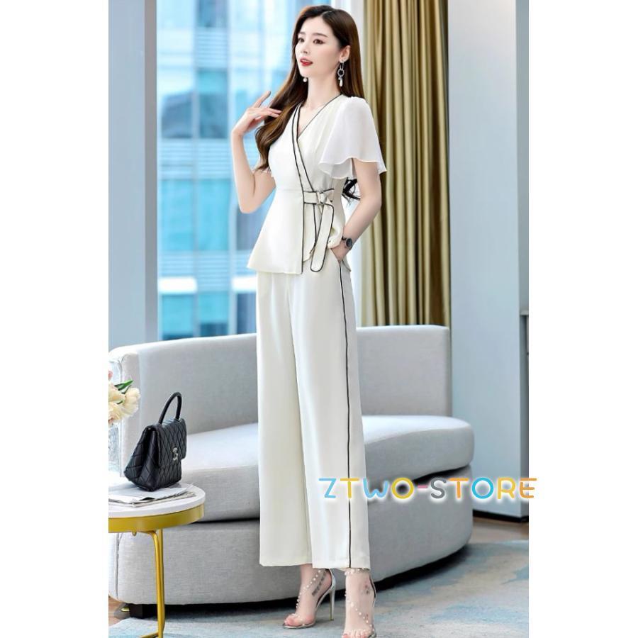 オールインワンセットアップセットアップかっこいい パンツドレス お呼ばれドレス ドレス フレア袖 レディース 韓国 カシュクール 3L セットアップ 結婚式 白 パーティードレス 大きいサイズ 黒 7,498円