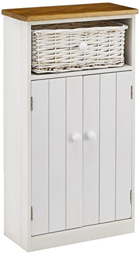 萩原 トイレラック トイレ 収納 棚 完成品 カゴ付き ミドル 開き戸 ホワイト MTR-6438