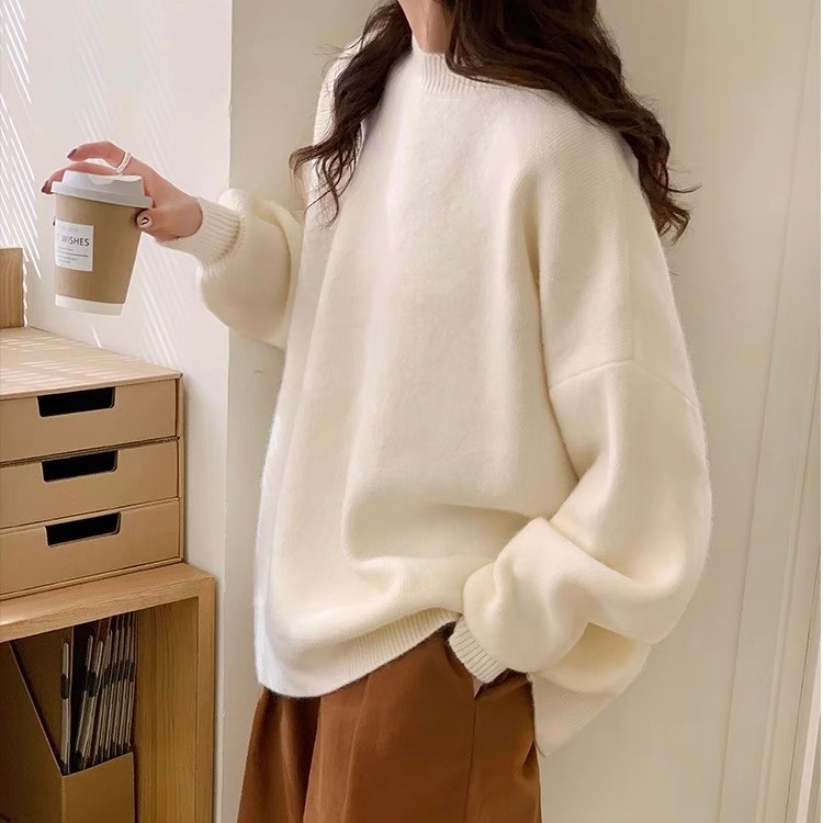 レディース トップス ニット セーター プルオーバー 長袖 ラウンドネック フェミニン かわいい 大人可愛い きれいめ シンプル カジュアル 上品 おしゃれ かっこいい レトロ こなれ感 ガーリー