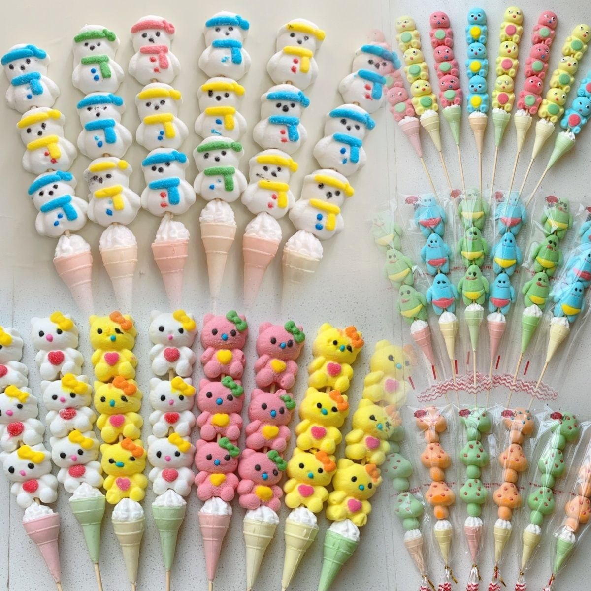 50Pcs 漫画の綿菓子串砂糖漬けのサンザシ串学校用ソフトキャンディロリポップスナック綿菓子誕生日プレゼント子供の日のプレゼント
