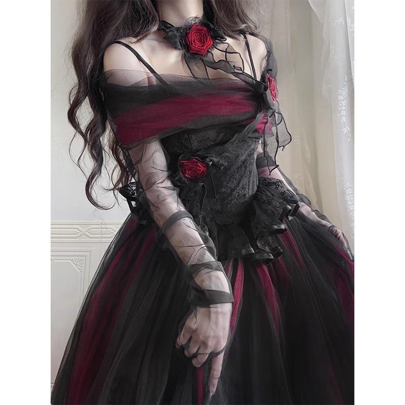 高級ロリータチュールドレスゴシックロリータダークプリンセス誕生日パーティー大人ドレス