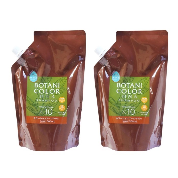 【2セット】 Motto ボタニカラーシャンプー 詰替用 ブラウン 500ml つめかえ 詰替え カラー カラーシャンプー 白髪染め ヘンナ 無添加 ノンシリコーン 国内生産 コジット