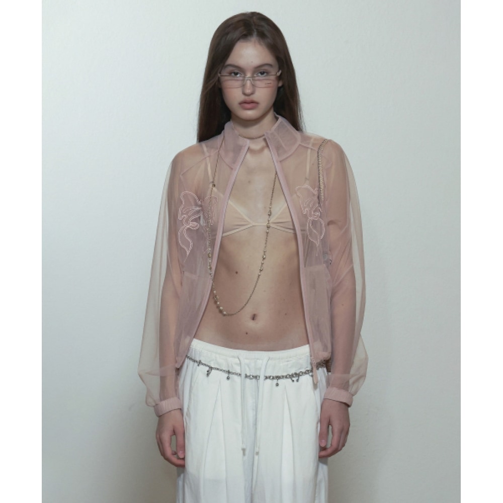 SCULPTOR メッシュシアージップアップジャケットピンク