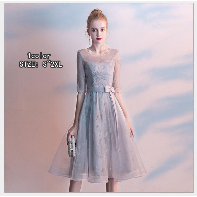 パーディードレス ウエディングドレス ミモレ丈ドレス セクシー 上品 袖あり 大きいサイズ プリンセ