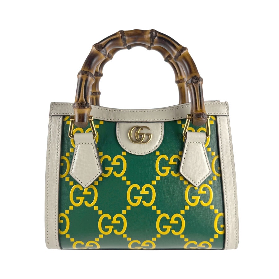 グッチ GUCCI ハンドバッグ ショルダーバッグ ダイアナ レザー ホワイト×グリーン×イエロー レディース 655661 z5999