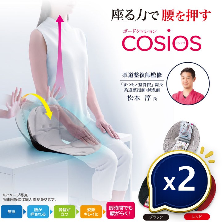 ボードクッション cosios コシオス 選べる2個セット 姿勢矯正 腰 骨盤矯正 背筋 腰痛対策 猫背改善 腰クッション 健康クッション 座椅子クッション