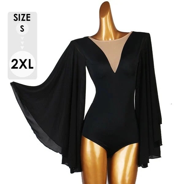 【急速出荷!】レオタード式 社交ダンス トップス ラテンダンス衣装 フリンジ 競技用 練習用 演出服 レッスン着 長袖 セクシー ルンバ サンバ タンゴ ラテンダンス ゴージャス 開場演出服 dm03