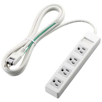 他サイト： エレコム　ELECOM　3ピンプラグ対応タップ (3ピン式4個口2.5m)　T-T1A-3425WH ホワイトの商品画像