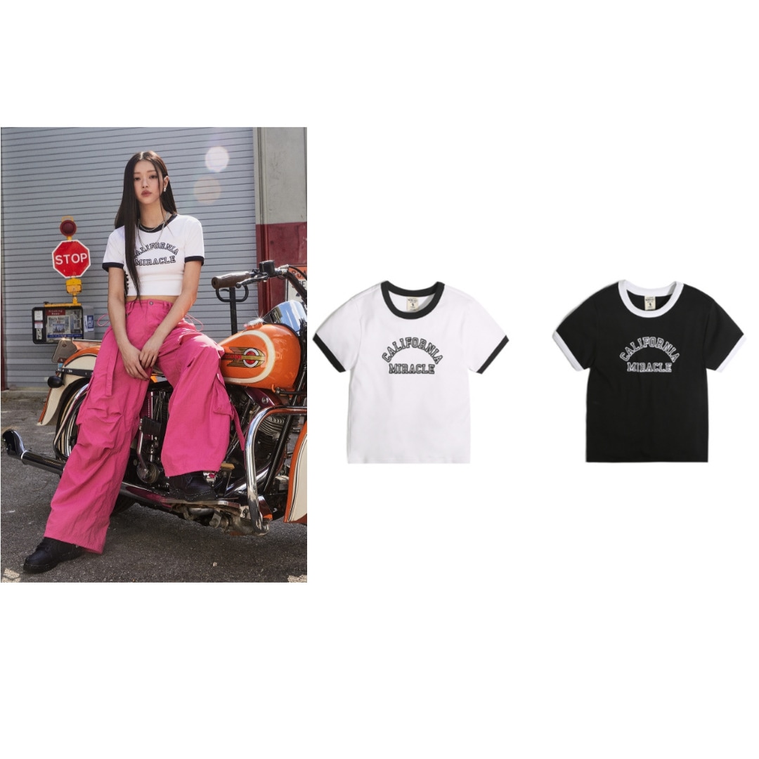 【WHO.A.U x Oh my girlユア】Y2K of california 半袖クロップTシャツ