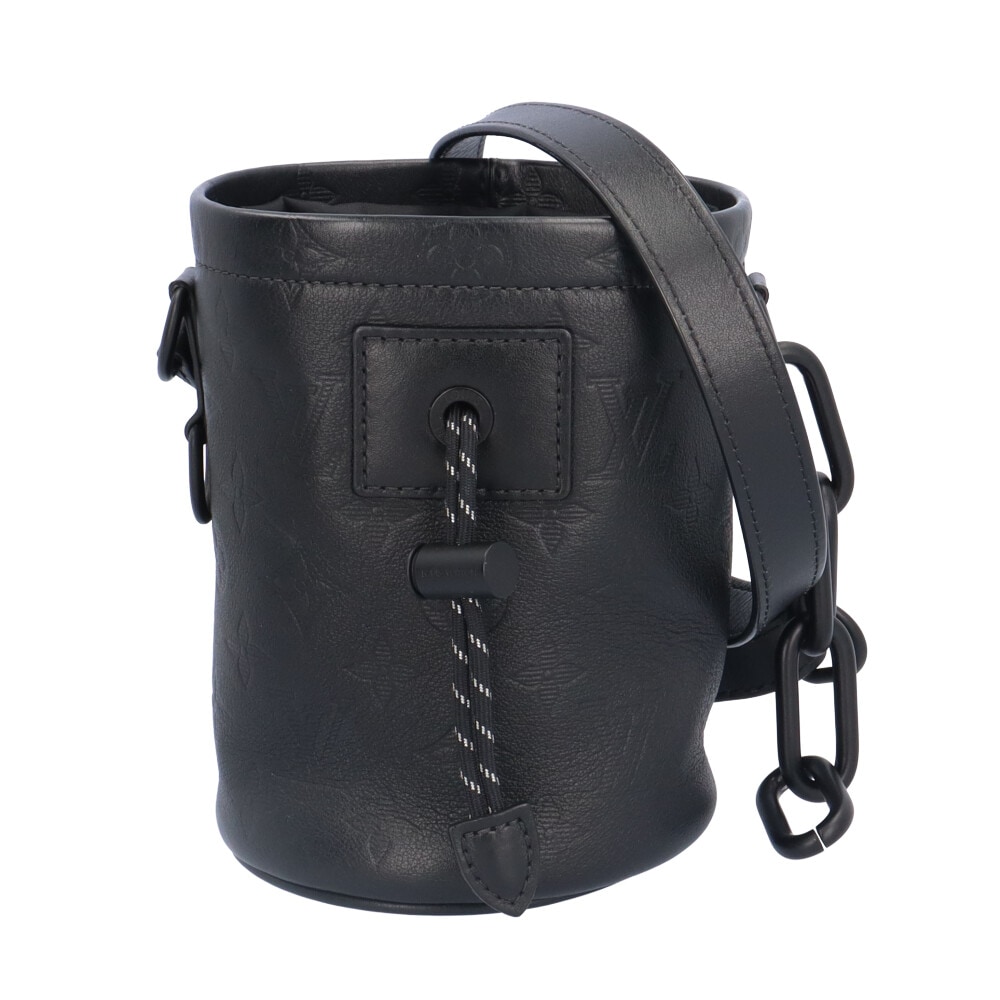 ルイヴィトン モノグラムシャドウチョークナノバッグ ショルダーバッグ レザー M44628 ブラック LOUIS VUITTON 中古