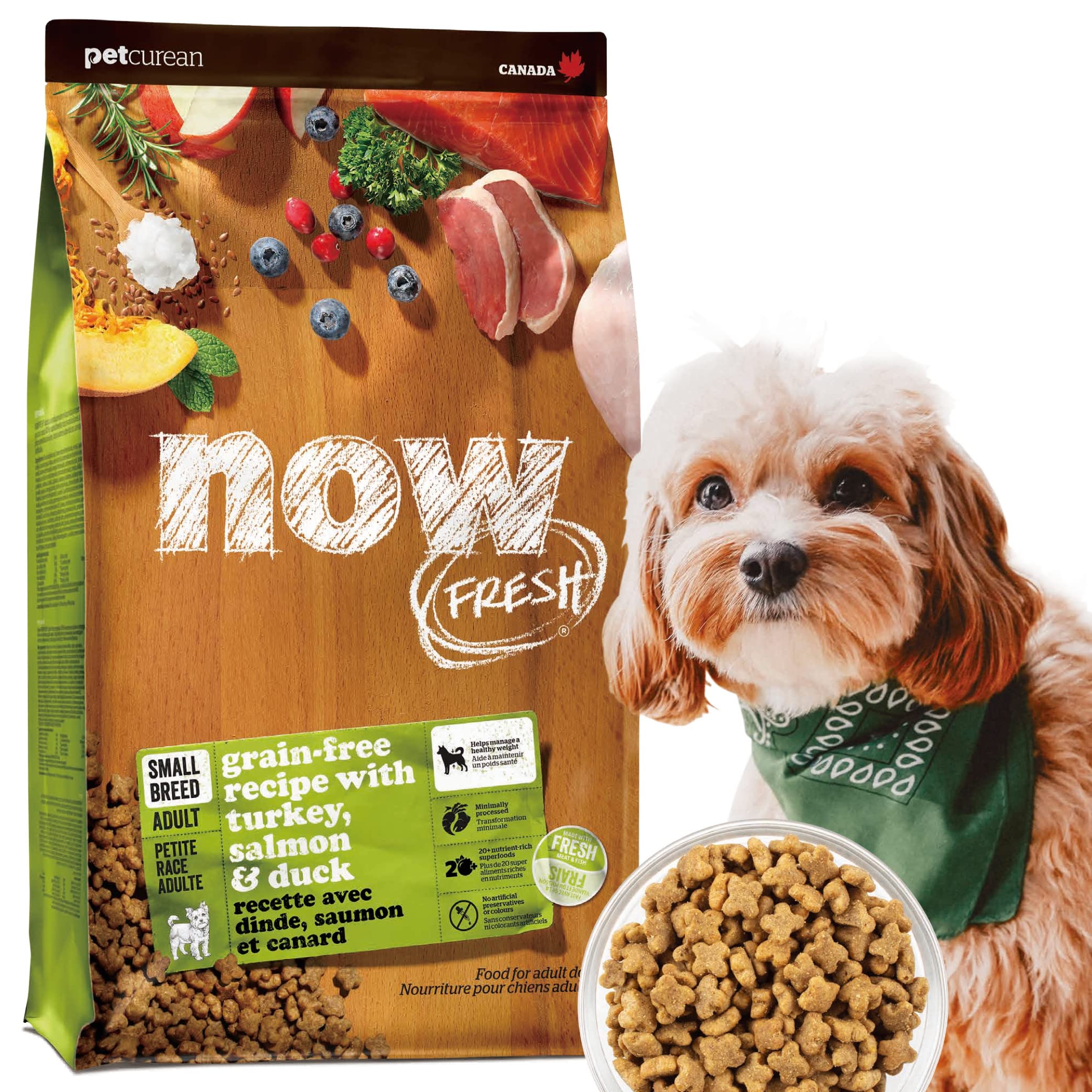 【新鮮という品質をお届け】 ナウフレッシュ 超小粒 小型犬 成犬用 2.3kg ドッグフード ドライ (ターキー＆サーモン＆ダック) グレインフリー ミールフリー NOW FRESH