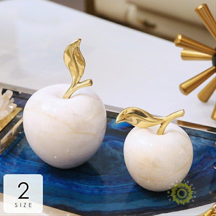 インテリア 小物 置物 オブジェ りんご フルーツ 感 ホワイト ゴールド 風 新生活 結婚祝い モダン ゴージャス 大人空間 重厚感 上品 寝室[ags13]