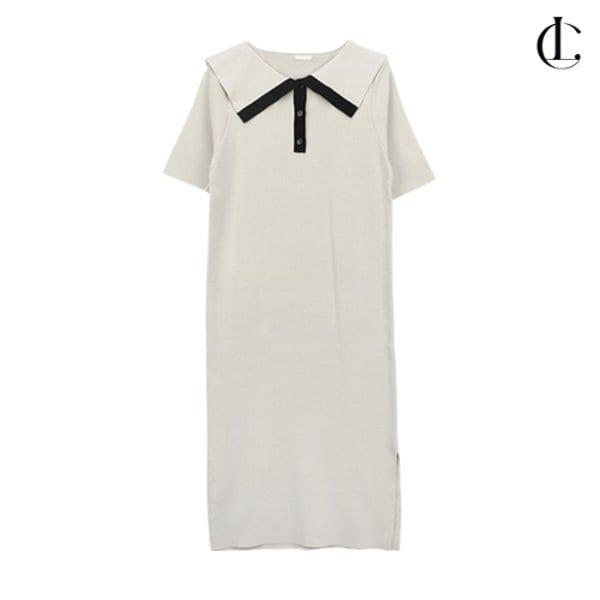 女性ワンピースカラー配色ケープワンピースLBRT005