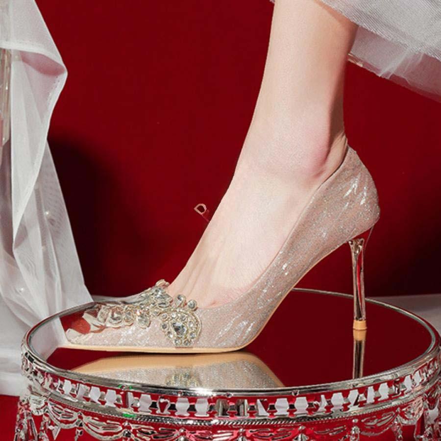 2025新品 数量限定 レディース パンプス 歩きやすい ピンヒール ハイヒール ウェディングシューズ 6/8cm セクシー 花嫁 ポインテッドトゥ ピンビール 結婚式 ブライダルシューズ 短納期