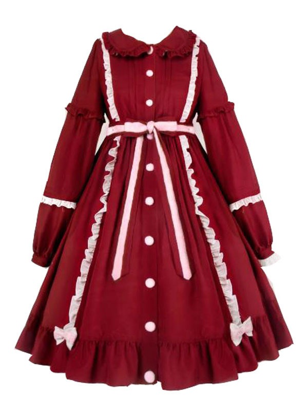 【短納期】スウィートロリータOPドレスフリルボウフリルロリータワンピースドレス