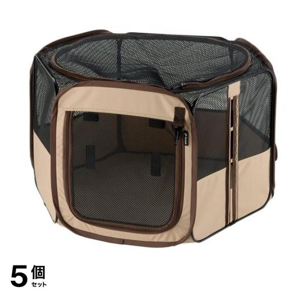 リッチェル たためるペットサークル 75-75 超小型犬・猫用 1組入 (ブラウン) 5個セット