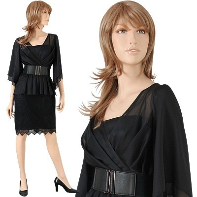 ブラック レディース ワンピース ドレス パーティードレス 11号 結婚式 ブライダル お呼ばれ服 パーティー 2次会 卒業式 入学式スーツママ 卒業式 入園式 卒園式