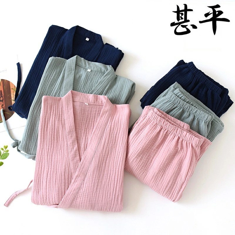 浴衣 メンズ パジャマ ナイトガウン 和服 甚平 七分袖 夏 セットアップ 大きいサイズ 上下セット ルームウェア サマー 和風 V首 前開き 薄手 通気 快適 ゆったり ひなまつり 寝巻き 介護