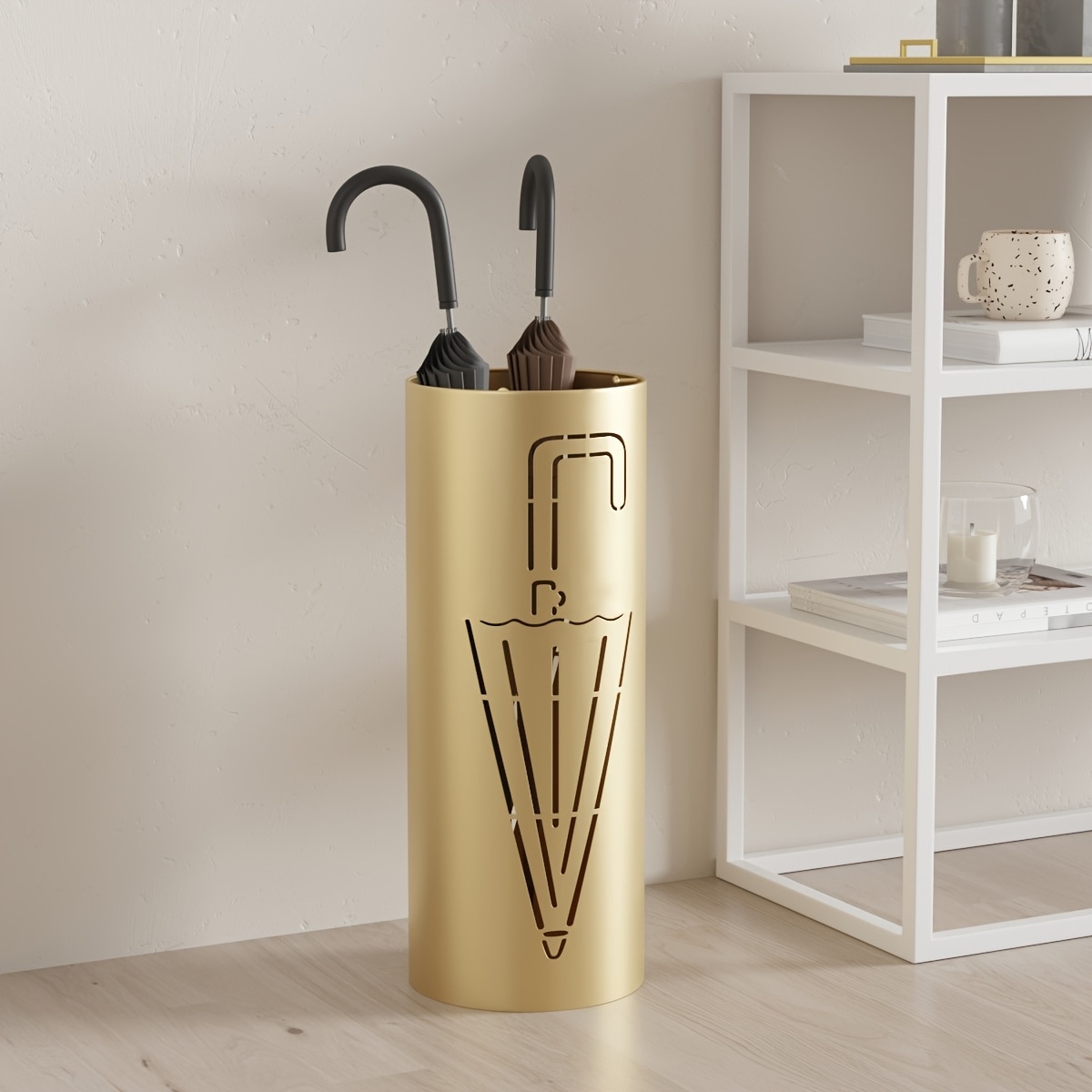 傘立て アンブレラスタンド スタイリッシュ おしゃれ シンプル コンパクト ゴールド ホワイト 玄関 インテリア