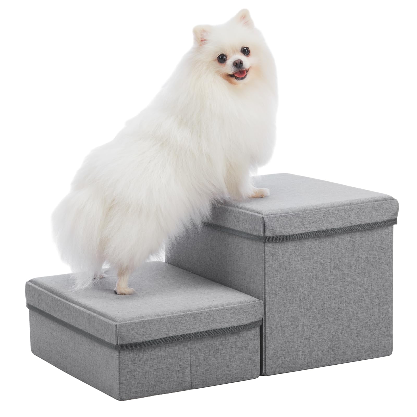 ドッグステップ 犬 ペット用階段 2段 奥行大幅に広く改善 ペット ステップ 耐荷重30KG 折り畳収納 ヘルニア 小型犬 老犬介護 ケガ防止 滑り止め (2段-アップグレード版灰) (2段-グレー)