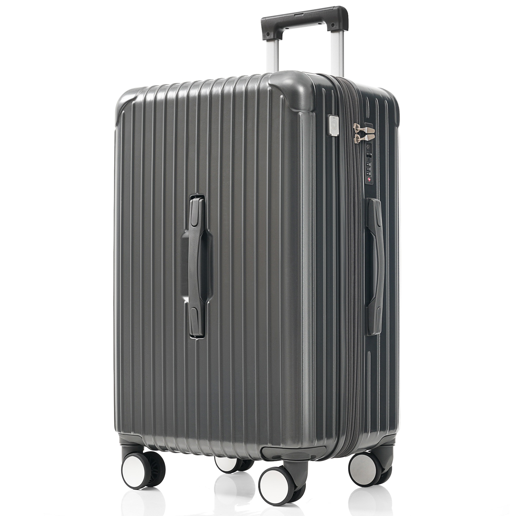 24時間限定価格！203スーツケース Mサイズ ストッパー付き USBポート容量拡張 キャリーバッグ キャリーケース スマホスタンド ドリンクホルダー TSAロックかわいい 4日 7日 中型 おしゃれ