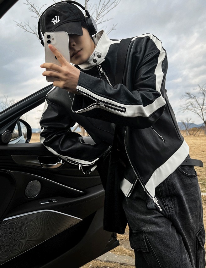 [COSYHARU公式] Way Leather Biker Jacket